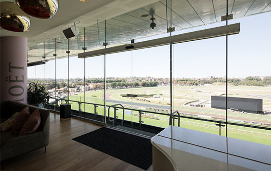 Record STA20FL Frameless Automatic Sliding Door Randwick Racecourse